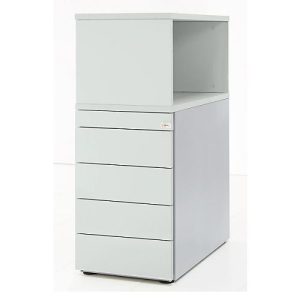 Schäfer Shop Genius Standcontainer mit Aufsatzregal, abschließbar, seitliche Griffnut, lichtgrau Schäfer Shop Genius Standcontainer mit Aufsatzregal, abschließbar, seitliche Griffnut, lichtgrau
