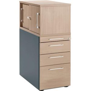 Schäfer Shop Genius Standcontainer mit Aufsatzschrank inkl. Schiebetür, komplett abschließbar, eckiger Griff, Eiche/anthrazit Schäfer Shop Genius Standcontainer mit Aufsatzschrank inkl. Schiebetür, komplett abschließbar, eckiger Griff, Eiche/anthrazit