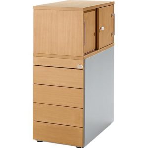 Schäfer Shop Genius Standcontainer mit Aufsatzschrank inkl. Schiebetür, komplett abschließbar, seitliche Griffnut, Buche Schäfer Shop Genius Standcontainer mit Aufsatzschrank inkl. Schiebetür, komplett abschließbar, seitliche Griffnut, Buche