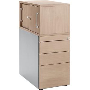 Schäfer Shop Genius Standcontainer mit Aufsatzschrank inkl. Schiebetür, komplett abschließbar, seitliche Griffnut, Eiche/weißalu Schäfer Shop Genius Standcontainer mit Aufsatzschrank inkl. Schiebetür, komplett abschließbar, seitliche Griffnut, Eiche/weißalu