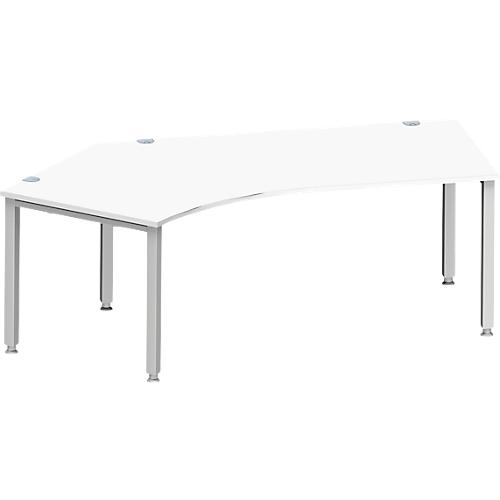 Schäfer Shop Genius Winkelschreibtisch MODENA FLEX 135°, Ansatz links, 4-Fuß-Quadratrohr, B 2165 mm, weiß/weiß
