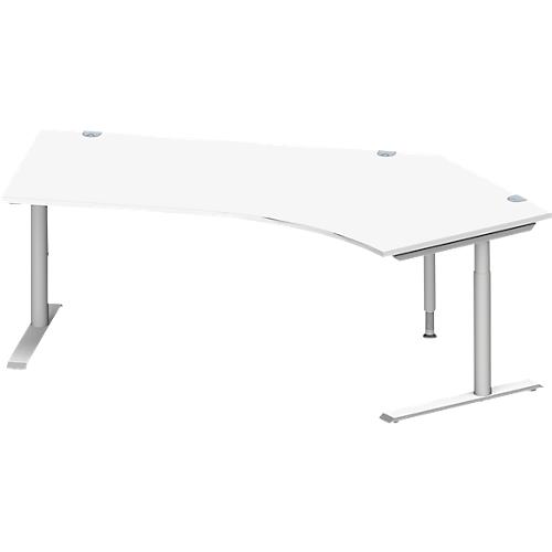 Schäfer Shop Genius Winkelschreibtisch MODENA FLEX 135°, Ansatz rechts, C-Fuß-Rundrohr, B 2165 mm, weiß