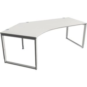Schäfer Shop Genius Winkelschreibtisch MODENA FLEX, 135°, Bügelfuß, Ansatz links, B, B 2165 mm, lichtgrau