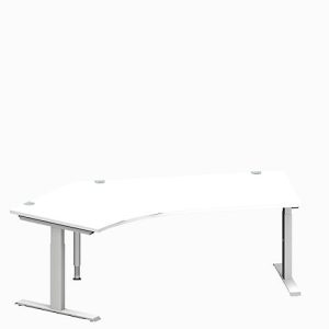 Schäfer Shop Genius Winkelschreibtisch MODENA FLEX, 135° Winkel links, T-Fuß Rechteckrohr, B 2165 x T 800/800 x H 650-850 mm, weiß/weißalu Schäfer Shop Genius Winkelschreibtisch MODENA FLEX, 135° Winkel links, T-Fuß Rechteckrohr, B 2165 x T 800/800 x H 650-850 mm, weiß/weißalu