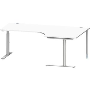 Schäfer Shop Genius Winkelschreibtisch MODENA FLEX 90°, Ansatz rechts, C-Fuß-Rundrohr, B 2000 mm, weiß/weiß Schäfer Shop Genius Winkelschreibtisch MODENA FLEX 90°, Ansatz rechts, C-Fuß-Rundrohr, B 2000 mm, weiß/weiß