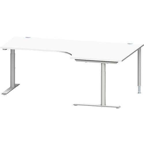 Schäfer Shop Genius Winkelschreibtisch MODENA FLEX 90°, Ansatz rechts, C-Fuß-Rundrohr, B 2000 mm, weiß/weiß