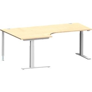 Schäfer Shop Genius Winkelschreibtisch MODENA FLEX 90°, C-Fuß-Rechteckrohr, B 2000 mm, Ansatz links, Ahorn/weißalu Schäfer Shop Genius Winkelschreibtisch MODENA FLEX 90°, C-Fuß-Rechteckrohr, B 2000 mm, Ansatz links, Ahorn/weißalu