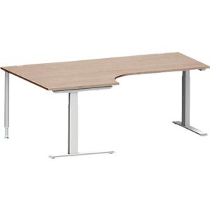 Schäfer Shop Genius Winkelschreibtisch MODENA FLEX 90°, C-Fuß-Rechteckrohr, B 2000 mm, Ansatz links, Eiche-Dekor/weißalu Schäfer Shop Genius Winkelschreibtisch MODENA FLEX 90°, C-Fuß-Rechteckrohr, B 2000 mm, Ansatz links, Eiche-Dekor/weißalu