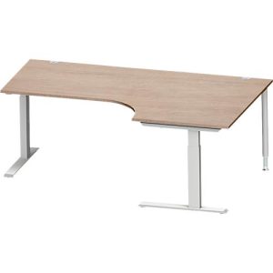 Schäfer Shop Genius Winkelschreibtisch MODENA FLEX 90°, C-Fuß-Rechteckrohr, B 2000 mm, Ansatz rechts, Eiche-Dekor/weißalu Schäfer Shop Genius Winkelschreibtisch MODENA FLEX 90°, C-Fuß-Rechteckrohr, B 2000 mm, Ansatz rechts, Eiche-Dekor/weißalu