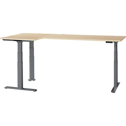 Schäfer Shop Genius Winkelschreibtisch Modena Flex, elektrisch höhenverstellbar, 90° Winkel beidseitig, B 2000 x T 1600 mm, Ahorn/anthrazit