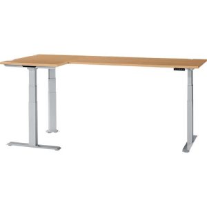 Schäfer Shop Genius Winkelschreibtisch Modena Flex, elektrisch höhenverstellbar, 90° Winkel beidseitig, B 2000 x T 1600 mm, Buche/weißaluminium Schäfer Shop Genius Winkelschreibtisch Modena Flex, elektrisch höhenverstellbar, 90° Winkel beidseitig, B 2000 x T 1600 mm, Buche/weißaluminium