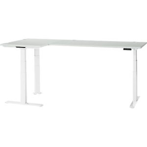 Schäfer Shop Genius Winkelschreibtisch Modena Flex, elektrisch höhenverstellbar, 90° Winkel beidseitig, B 2000 x T 1600 mm, lichtgrau/weiß Schäfer Shop Genius Winkelschreibtisch Modena Flex, elektrisch höhenverstellbar, 90° Winkel beidseitig, B 2000 x T 1600 mm, lichtgrau/weiß