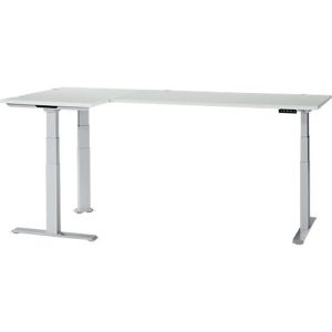 Schäfer Shop Genius Winkelschreibtisch Modena Flex, elektrisch höhenverstellbar, 90° Winkel beidseitig, B 2000 x T 1600 mm, lichtgrau/weißaluminium Schäfer Shop Genius Winkelschreibtisch Modena Flex, elektrisch höhenverstellbar, 90° Winkel beidseitig, B 2000 x T 1600 mm, lichtgrau/weißaluminium