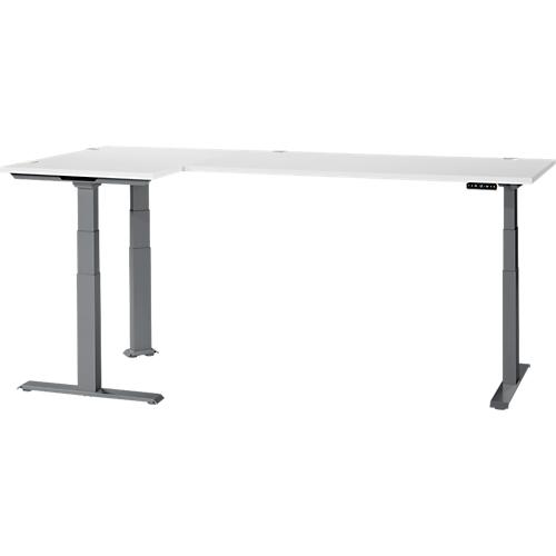 Schäfer Shop Genius Winkelschreibtisch Modena Flex, elektrisch höhenverstellbar, 90° Winkel beidseitig, B 2000 x T 1600 mm, weiß/anthrazit
