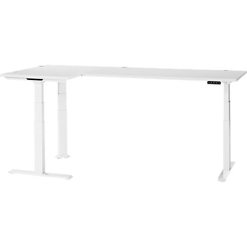 Schäfer Shop Genius Winkelschreibtisch Modena Flex, elektrisch höhenverstellbar, 90° Winkel beidseitig, B 2000 x T 1600 mm, weiß