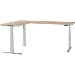 Schäfer Shop Genius Winkelschreibtisch Modena Flex, elektrisch höhenverstellbar, 90° Winkel beidseitig, B 2000 x T 2000 mm, Eiche/weißaluminium Schäfer Shop Genius Winkelschreibtisch Modena Flex, elektrisch höhenverstellbar, 90° Winkel beidseitig, B 2000 x T 2000 mm, Eiche/weißaluminium