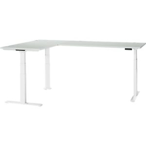 Schäfer Shop Genius Winkelschreibtisch Modena Flex, elektrisch höhenverstellbar, 90° Winkel beidseitig, B 2000 x T 2000 mm, lichtgrau/weiß Schäfer Shop Genius Winkelschreibtisch Modena Flex, elektrisch höhenverstellbar, 90° Winkel beidseitig, B 2000 x T 2000 mm, lichtgrau/weiß