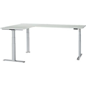 Schäfer Shop Genius Winkelschreibtisch Modena Flex, elektrisch höhenverstellbar, 90° Winkel beidseitig, B 2000 x T 2000 mm, lichtgrau/weißaluminium Schäfer Shop Genius Winkelschreibtisch Modena Flex, elektrisch höhenverstellbar, 90° Winkel beidseitig, B 2000 x T 2000 mm, lichtgrau/weißaluminium