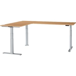 Schäfer Shop Genius Winkelschreibtisch Modena Flex, elektrisch höhenverstellbar, 90° Winkel beidseitig, B 2000 x T 2400 mm, Buche/weißaluminium Schäfer Shop Genius Winkelschreibtisch Modena Flex, elektrisch höhenverstellbar, 90° Winkel beidseitig, B 2000 x T 2400 mm, Buche/weißaluminium