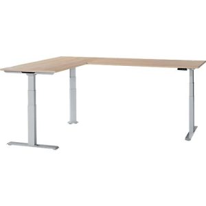 Schäfer Shop Genius Winkelschreibtisch Modena Flex, elektrisch höhenverstellbar, 90° Winkel beidseitig, B 2000 x T 2400 mm, Eiche/weißaluminium Schäfer Shop Genius Winkelschreibtisch Modena Flex, elektrisch höhenverstellbar, 90° Winkel beidseitig, B 2000 x T 2400 mm, Eiche/weißaluminium