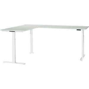 Schäfer Shop Genius Winkelschreibtisch Modena Flex, elektrisch höhenverstellbar, 90° Winkel beidseitig, B 2000 x T 2400 mm, lichtgrau/weiß Schäfer Shop Genius Winkelschreibtisch Modena Flex, elektrisch höhenverstellbar, 90° Winkel beidseitig, B 2000 x T 2400 mm, lichtgrau/weiß