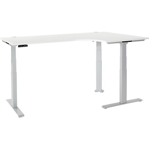 Schäfer Shop Genius Winkelschreibtisch Modena Flex, elektrisch höhenverstellbar, 90° Winkel, T-Fuß, B 2000 mm, weiß/weißalu