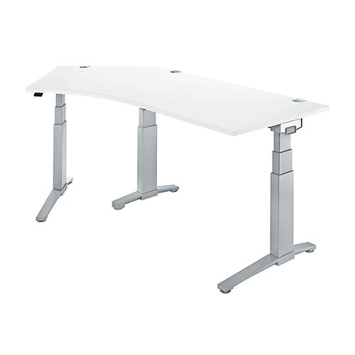 Schäfer Shop Genius Winkelschreibtisch PLANOVA ERGOSTYLE, elektrisch höhenverstellbar, 135° Winkel links, C-Fuß, B 2165 mm, weiß/weißalu