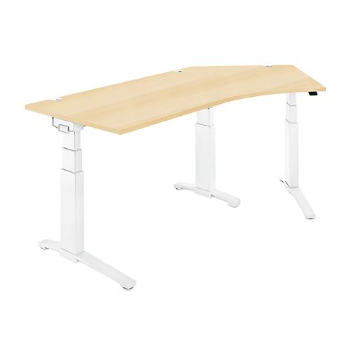 Schäfer Shop Genius Winkelschreibtisch PLANOVA ERGOSTYLE, elektrisch höhenverstellbar, 135° Winkel rechts, C-Fuß, B 2165 mm, Ahorn/weißalu