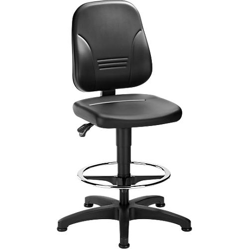 Schäfer Shop Pure Arbeitsdrehstuhl, Permanentkontakt, Lendenwirbelstütze, Beckenstütze, mit Gleitern und Fußring, schwarz