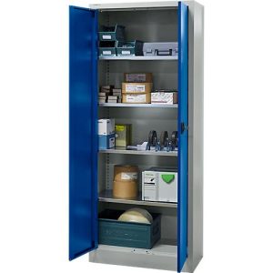 Schäfer Shop Pure Materialschrank, abschließbar, 4 Böden, B 800 x T 400 x H 1935 mm, Stahl, lichtgrau/enzianblau Schäfer Shop Pure Materialschrank, abschließbar, 4 Böden, B 800 x T 400 x H 1935 mm, Stahl, lichtgrau/enzianblau