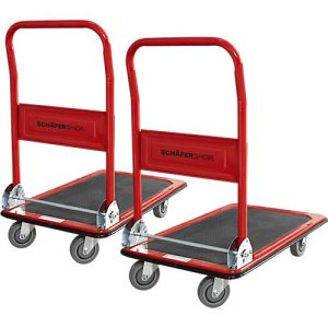 Schäfer Shop Pure Plattformwagen, klappbarer Schiebebügel, Antirutsch-Belag, Lenk- & Bockrollen, bis 150 kg, L 725 x B 475 x H 835 mm, 2 Stück Schäfer Shop Pure Plattformwagen, klappbarer Schiebebügel, Antirutsch-Belag, Lenk- & Bockrollen, bis 150 kg, L 725 x B 475 x H 835 mm, 2 Stück