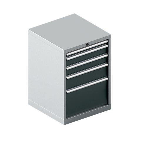 Schäfer Shop Pure Schubladenschrank 27-27, 5 Schubl., bis 200 kg, B 564 x T 572 x H 800 mm, anthrazitgrau/weißaluminium