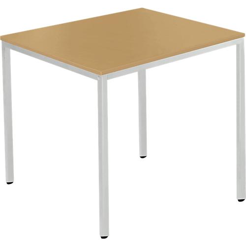Schäfer Shop Pure Stahlrohrtisch, Quadrat, Quadratrohrfuß, B 800 x T 800 x H 720 mm, Buche/weißaluminium