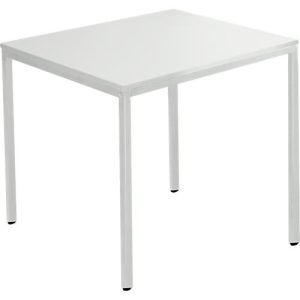 Schäfer Shop Pure Stahlrohrtisch, Quadrat, Quadratrohrfuß, B 800 x T 800 x H 720 mm, lichtgrau/lichtgrau