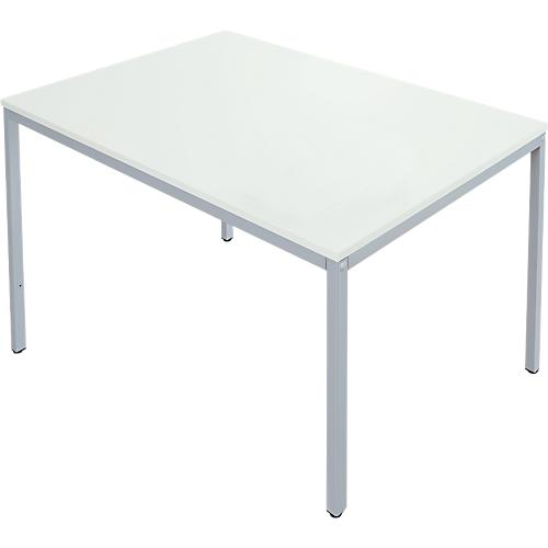 Schäfer Shop Pure Stahlrohrtisch, Rechteck, Quadratrohrfuß, B 1200 x T 800 x H 720 mm, lichtgrau/weißaluminium