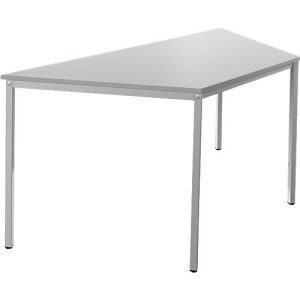 Schäfer Shop Pure Stahlrohrtisch, Trapez, Quadratrohrfuß, B 1600 x T 800 x H 720 mm, lichtgrau/lichtgrau Schäfer Shop Pure Stahlrohrtisch, Trapez, Quadratrohrfuß, B 1600 x T 800 x H 720 mm, lichtgrau/lichtgrau