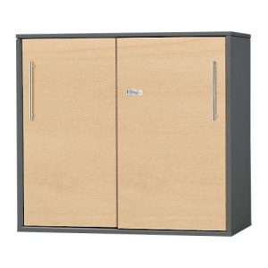 Schäfer Shop Select Anstell-/Aufsatz-Schiebetürenschrank Start Off, in Tischhöhe, abschließbar, B 800 x T 420 x H 726 mm, graphit/ahorn Schäfer Shop Select Anstell-/Aufsatz-Schiebetürenschrank Start Off, in Tischhöhe, abschließbar, B 800 x T 420 x H 726 mm, graphit/ahorn