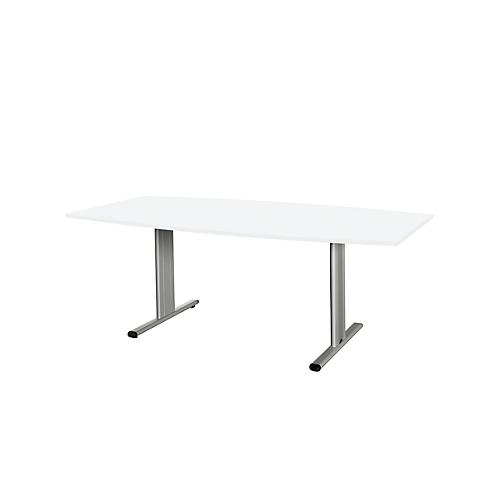 Schäfer Shop Select Besprechungstisch Planova Basic, Boot, T-Fuß, B 2000 x T 1000 x H 717 mm, weiß/weißaluminium RAL 9006