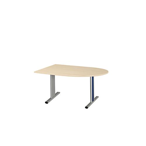 Schäfer Shop Select Besprechungstisch Planova Basic, Halbkreis, T-Fuß, B 1400 x T 1000 x H 717 mm, Ahorn/weißaluminium RAL 9006