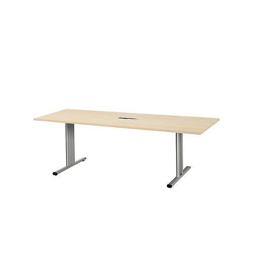 Schäfer Shop Select Besprechungstisch Planova Basic, mit Tischanschlussfeld, Rechteck, T-Fuß, B 2000 x T 800 x H 717 mm, Ahorn/weißaluminium RAL 9006