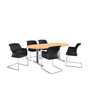 Schäfer Shop Select Besprechungstisch Planova Basic, Oval, T-Fuß, B 2000 x T 1000 x H 717 mm, Buche/weißaluminium RAL 9006 Schäfer Shop Select Besprechungstisch Planova Basic, Oval, T-Fuß, B 2000 x T 1000 x H 717 mm, Buche/weißaluminium RAL 9006