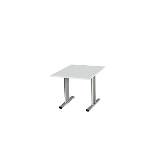 Schäfer Shop Select Besprechungstisch Planova Basic, Quadrat, T-Fuß, B 1000 x T 1000 x H 717 mm, lichtgrau/weißaluminium RAL 9006