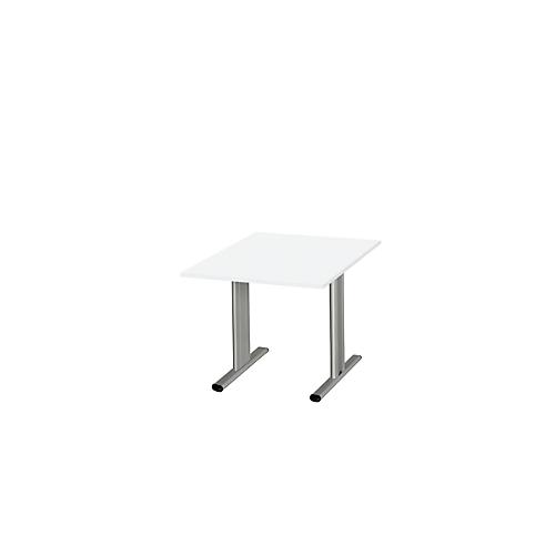 Schäfer Shop Select Besprechungstisch Planova Basic, Quadrat, T-Fuß, B 1000 x T 1000 x H 717 mm, weiß/weißaluminium RAL 9006