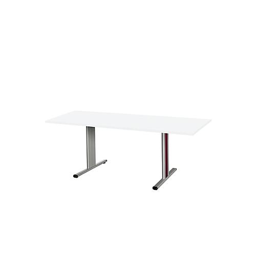 Schäfer Shop Select Besprechungstisch Planova Basic, Rechteck, T-Fuß, B 1800 x T 800 x H 717 mm, weiß/weißaluminium RAL 9006