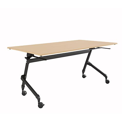 Schäfer Shop Select Klapptisch mit Rollen, Rechteck, Vierkantrohr, B 1600 x T 600 x H 720 mm, Ahorn/schwarz