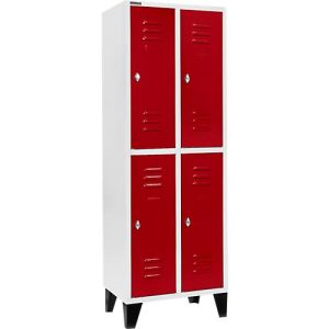 Schäfer Shop Select Kleiderspind, mit 2 x 2 Abteilen, 300 mm, mit Füßen, Drehriegelverschluss, Tür rubinrot Schäfer Shop Select Kleiderspind, mit 2 x 2 Abteilen, 300 mm, mit Füßen, Drehriegelverschluss, Tür rubinrot