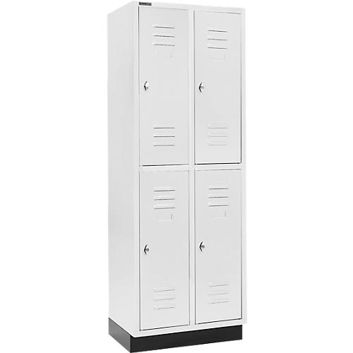 Schäfer Shop Select Kleiderspind, mit 2 x 2 Abteilen, 300 mm, mit Sockel, Drehriegelverschluss, Tür lichtgrau