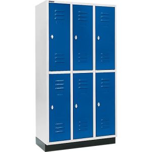 Schäfer Shop Select Kleiderspind, mit 3 x 2 Abteilen, 300 mm, mit Sockel, Drehriegelverschluss, Tür enzianblau Schäfer Shop Select Kleiderspind, mit 3 x 2 Abteilen, 300 mm, mit Sockel, Drehriegelverschluss, Tür enzianblau