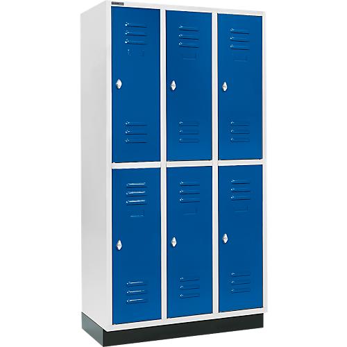Schäfer Shop Select Kleiderspind, mit 3 x 2 Abteilen, 300 mm, mit Sockel, Drehriegelverschluss, Tür enzianblau
