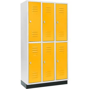 Schäfer Shop Select Kleiderspind, mit 3 x 2 Abteilen, 300 mm, mit Sockel, Drehriegelverschluss, Tür gelb Schäfer Shop Select Kleiderspind, mit 3 x 2 Abteilen, 300 mm, mit Sockel, Drehriegelverschluss, Tür gelb